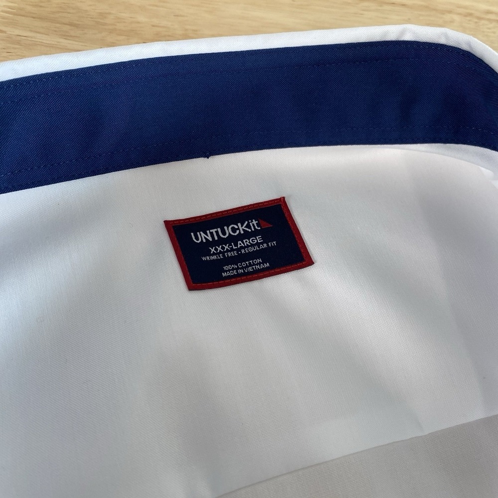 UNTUCKit Shirt Men's 3XL Long Sleeve Button Up Wrinkle Free Las Cases White - Picture 12 of 16